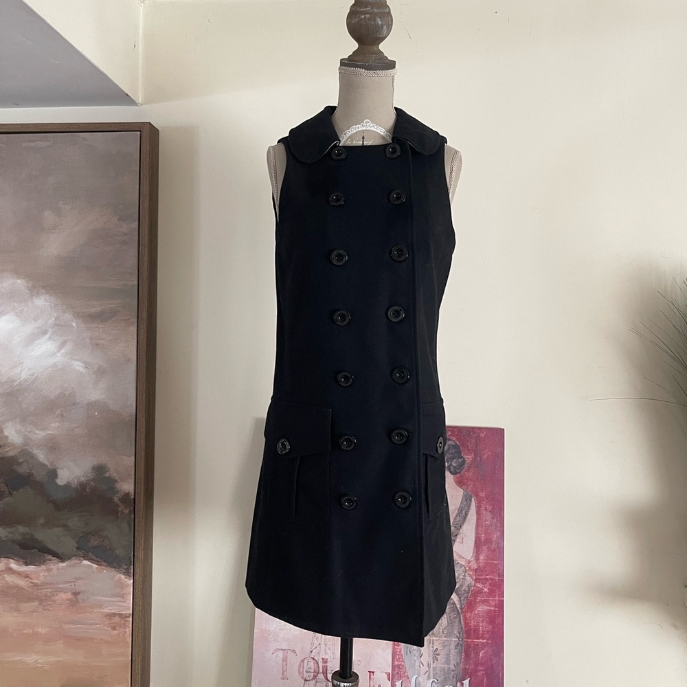 Burberry London Black Sleeveless Wool Blend Mini Dress